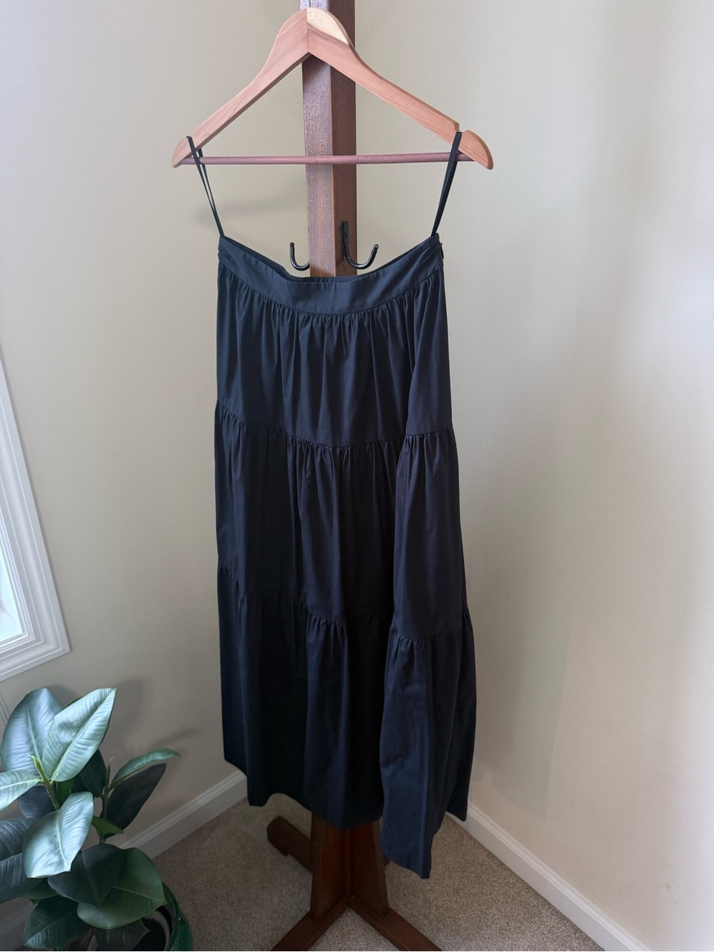 STAUD Black Tiered Maxi Skirt